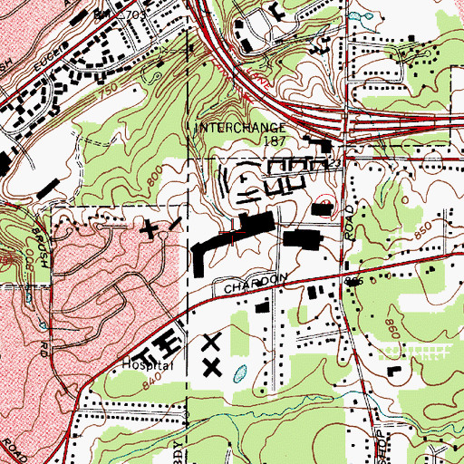 Topographic Map of Shops of Willioughby Hills Shopping Center, OH