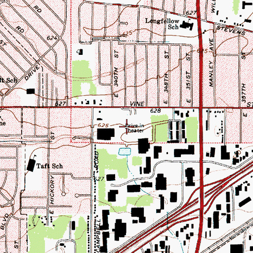 Topographic Map of The Vineyards Shopping Center, OH