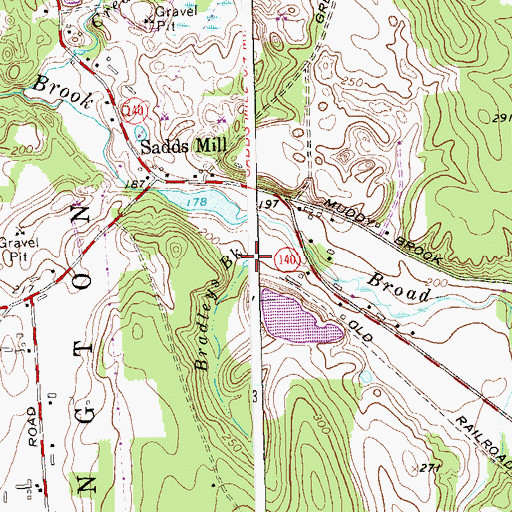 Topographic Map of Bradleys Pond, CT
