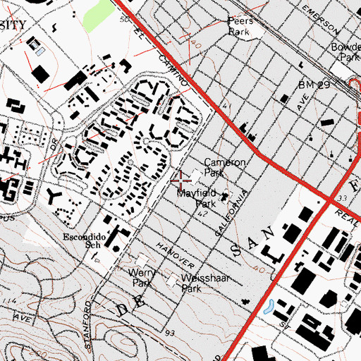 Topographic Map of Cameron Park, CA