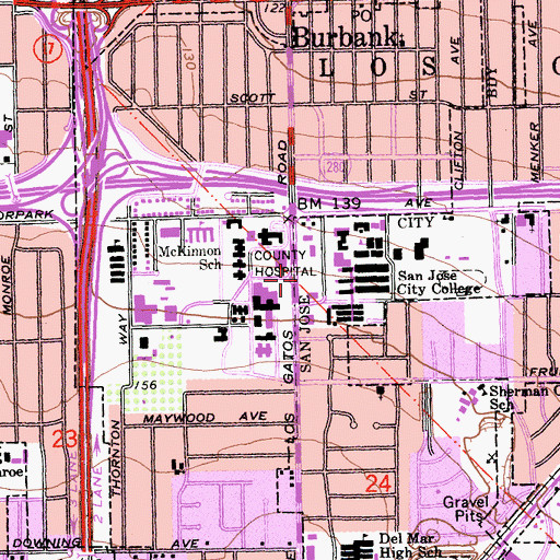 Topographic Map of Valley Health Center Bascom, CA