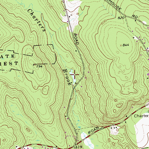 Topographic Map of Charters Pond, CT