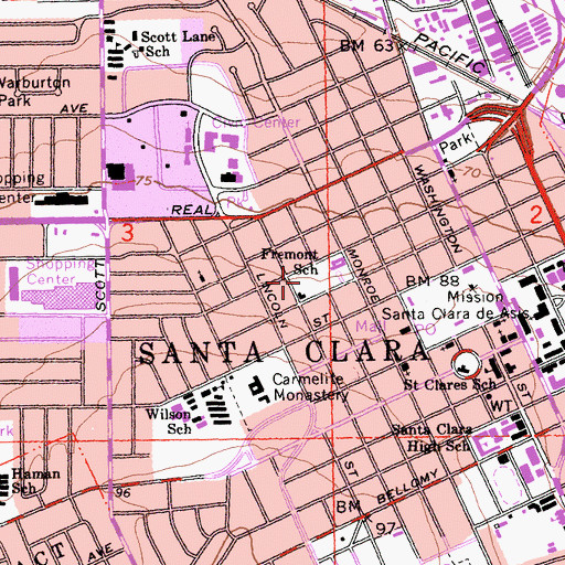 Topographic Map of Fremont Park, CA