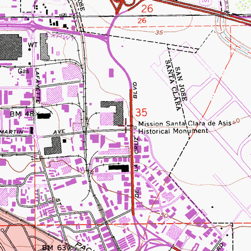 Topographic Map of Memorial Cross Park, CA