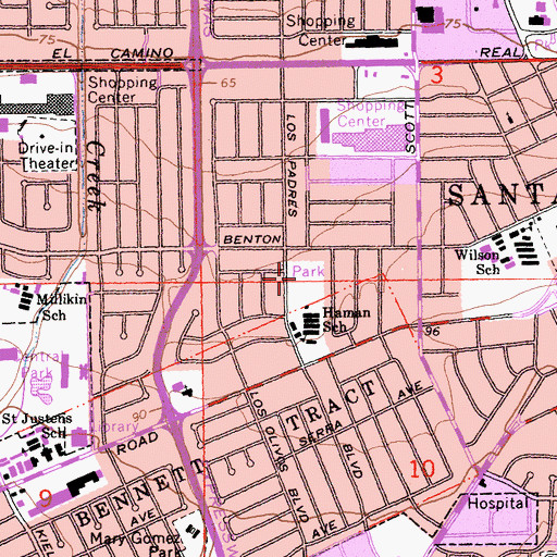 Topographic Map of Steve Carli Park, CA