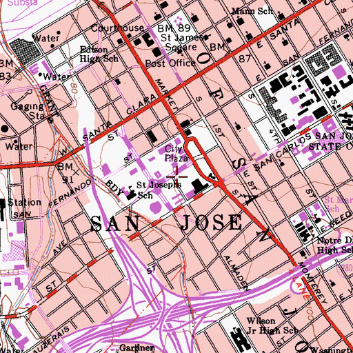 Topographic Map of Tech Museum of Innovation, CA