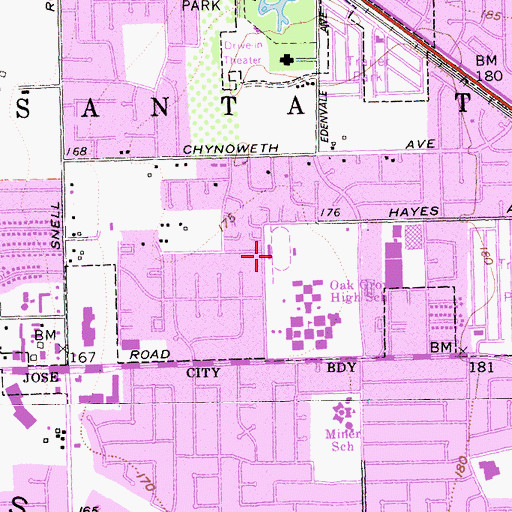 Topographic Map of Phil Stennes Stadium, CA