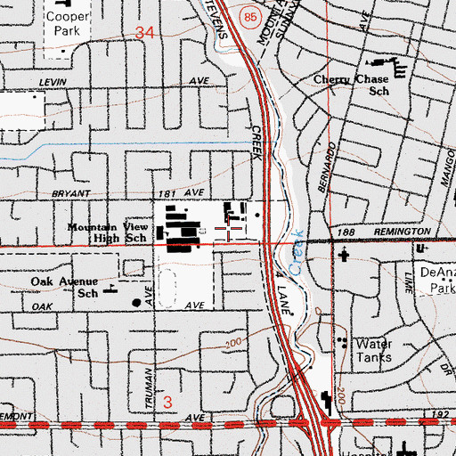 Topographic Map of Alta Vista High School, CA