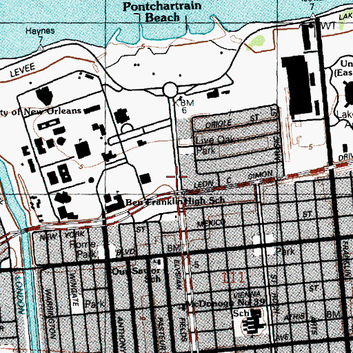 Topographic Map of Milneburg (historical), LA