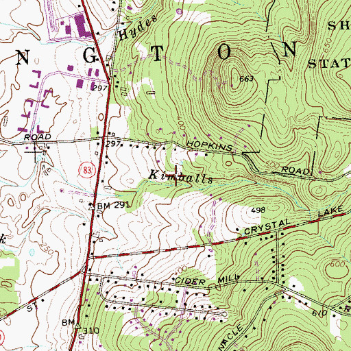 Topographic Map of Town of Ellington, CT
