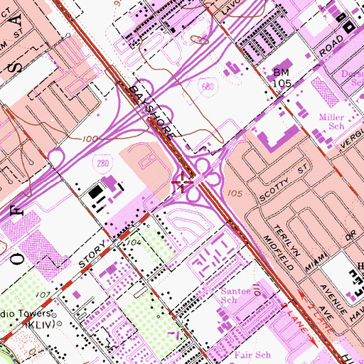 Topographic Map of Exit 385, CA