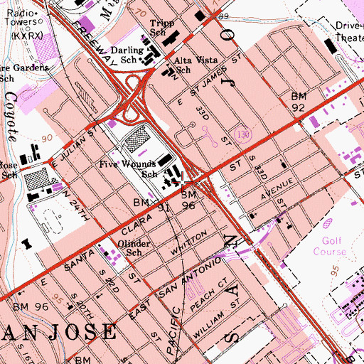 Topographic Map of Exit 386A, CA