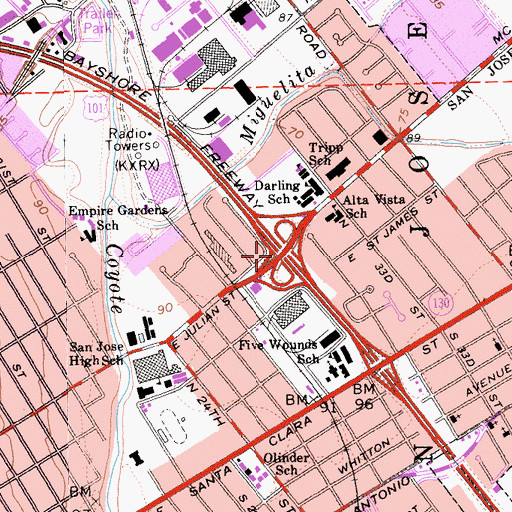 Topographic Map of Exit 386B, CA