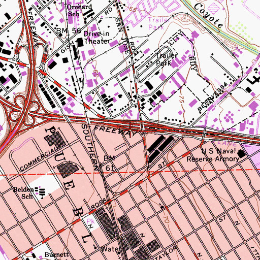 Topographic Map of Exit 388A, CA