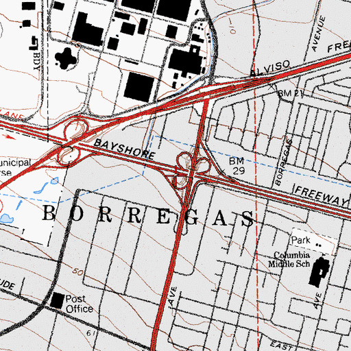 Topographic Map of Exit 396A, CA