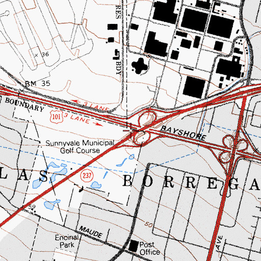 Topographic Map of Exit 396B, CA