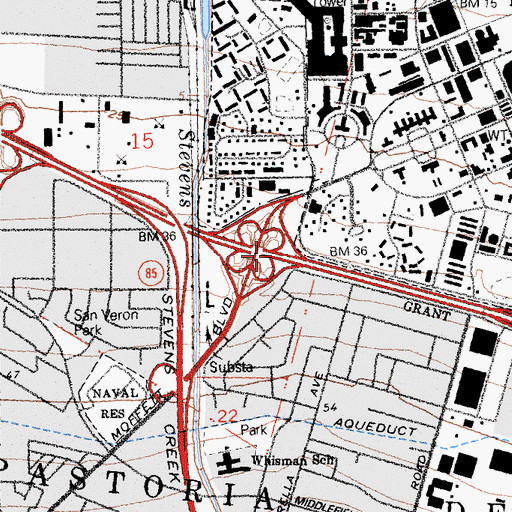 Topographic Map of Exit 398A, CA