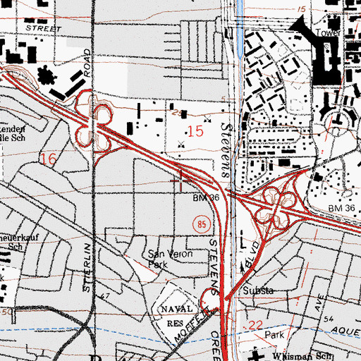 Topographic Map of Exit 398B, CA