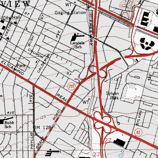 Topographic Map of Exit 1A, CA