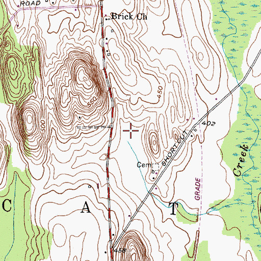 Topographic Map of Brick Church Station (historical), NY