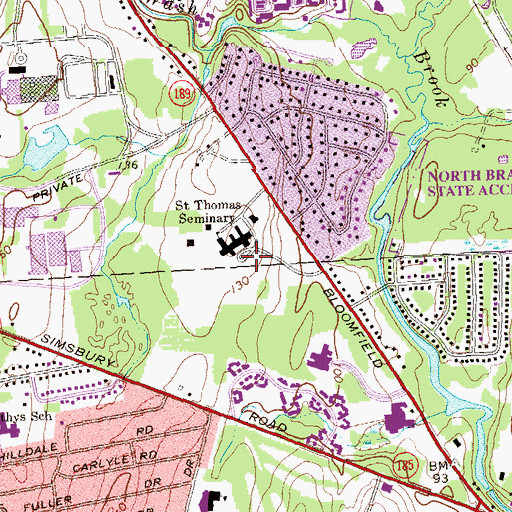 Topographic Map of Hartford County, CT