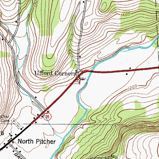 Topographic Map of Ufford Cemetery, NY