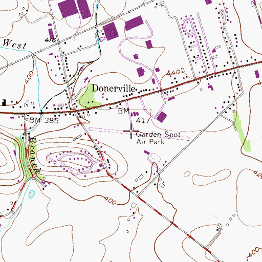Topographic Map of Garden Spot Air Park (historical), PA