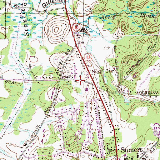 Topographic Map of Town of Somers, CT
