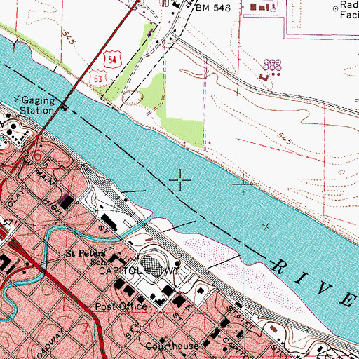 Topographic Map of Jefferson City Reach, MO
