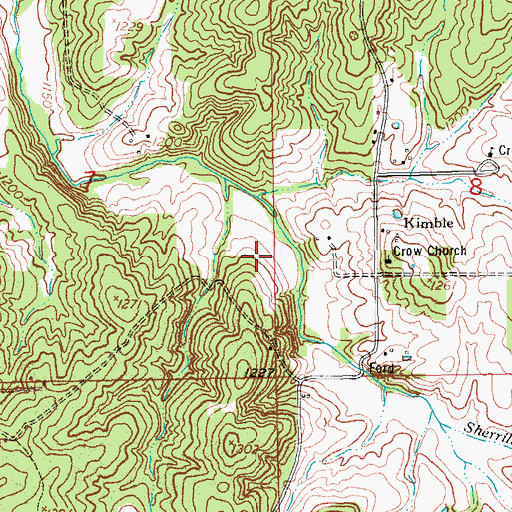 Topographic Map of Old Crow Camp Ground (historical), MO