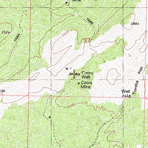 Topographic Map of Coors Well, AZ