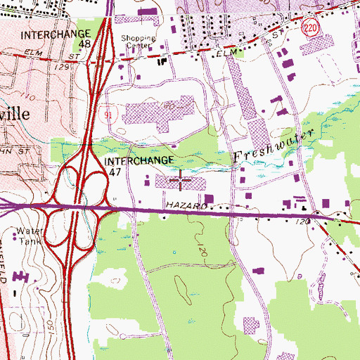 Topographic Map of Suburban Enfield Mall, CT
