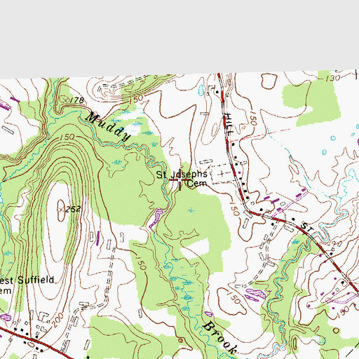 Topographic Map of Town of Suffield, CT