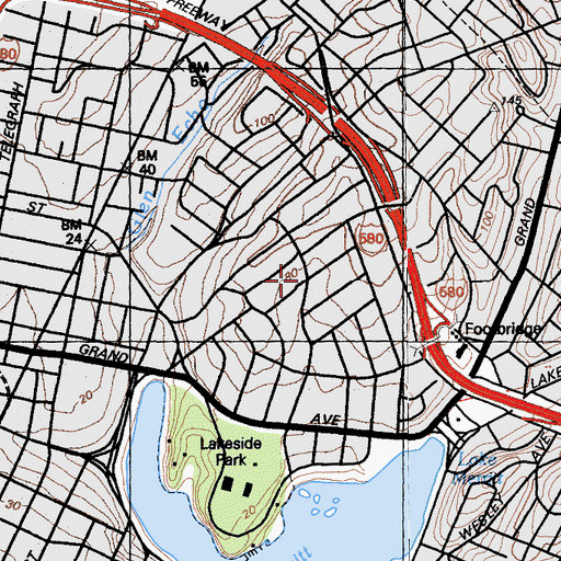 Topographic Map of Adams Point, CA