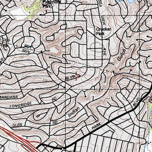 Topographic Map of Crocker Highlands, CA