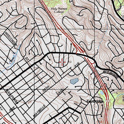 Topographic Map of Redwood Heights, CA