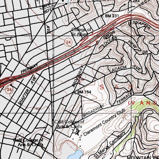 Topographic Map of Rockridge, CA