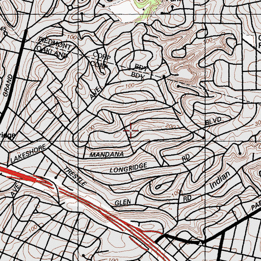 Topographic Map of Trestle Glen, CA