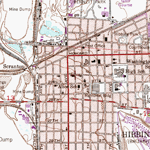 Topographic Map of First Presbyterian Church, MN