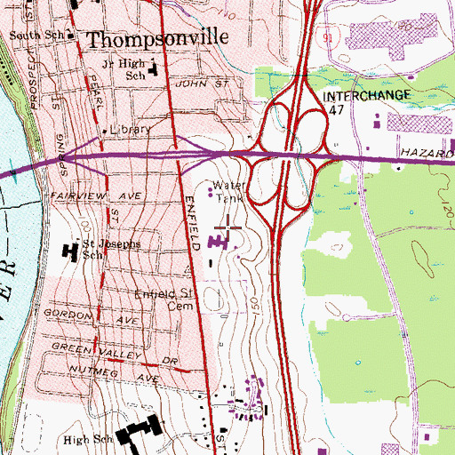 Topographic Map of Thomas G Alcorn Elementary School, CT