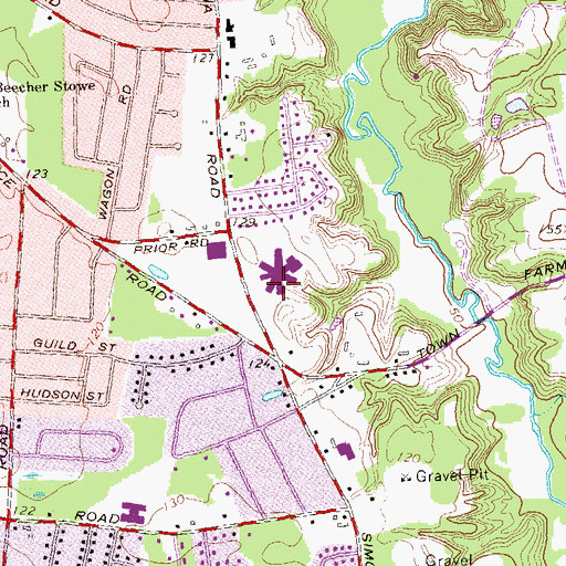 Topographic Map of John F Kennedy Junior High School, CT