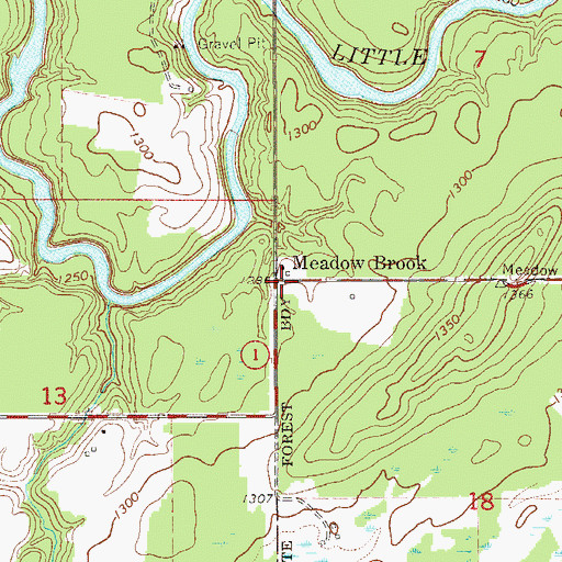 Topographic Map of Meadow Brook Post Office (historical), MN