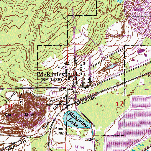 Topographic Map of McKinley Post Office, MN