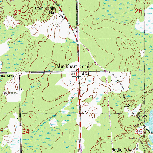 Topographic Map of Markham Post Office (historical), MN