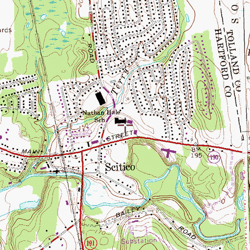 Topographic Map of Enrico Fermi High School, CT