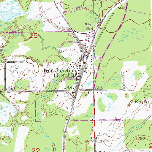 Topographic Map of Iron Post Office, MN