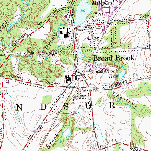 Topographic Map of Broad Brook Elementary School, CT