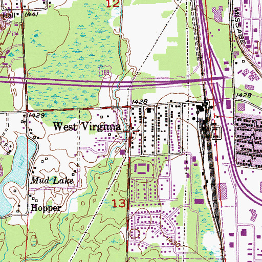 Topographic Map of West Virginia Post Office (historical), MN