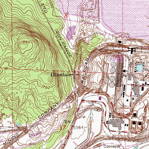 Topographic Map of Hinsdale Post Office (historical), MN