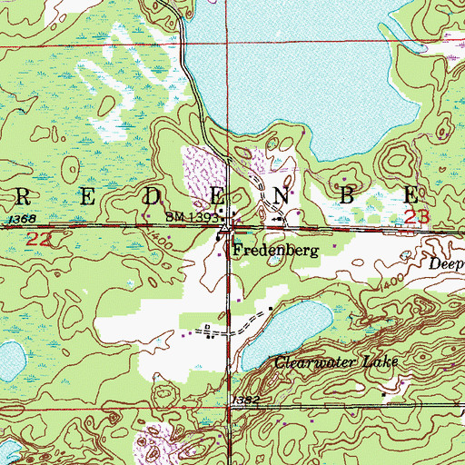 Topographic Map of Fredenburg Post Office (historical), MN